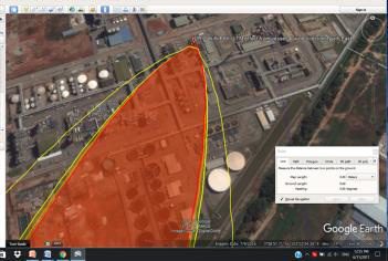 Toxic plume footprint laid over the site, QRA study